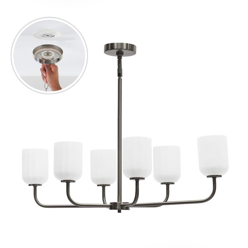 Parkmont Brushed Nickel 6-Light Chandelier with White Glass Shades
