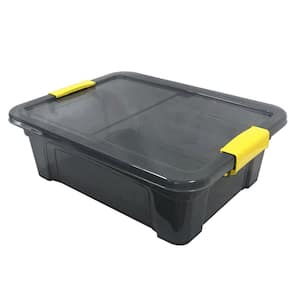 3.3 Gal. Storage Box Translucent in Grey Bin with Yellow with cover
