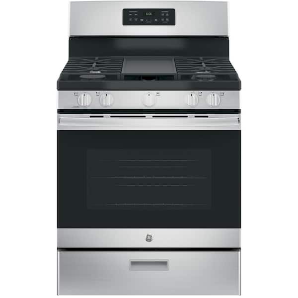 GE 30 in. 5.0 cu. ft. Freestanding Gas Range in Stainless Steel with Griddle  JGBS66REKSS - The Home Depot