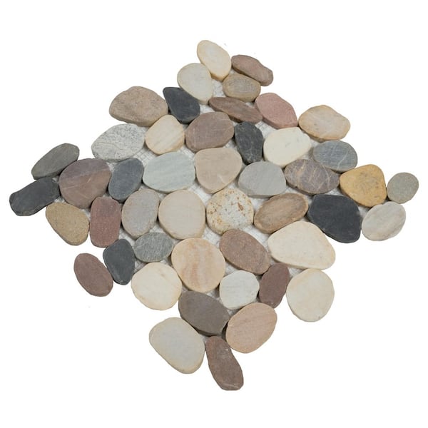 River Rock Black 12-in x 12-in Natural Stone Marble Pebble Floor and Wall Tile (0.96-sq. ft/ Piece)