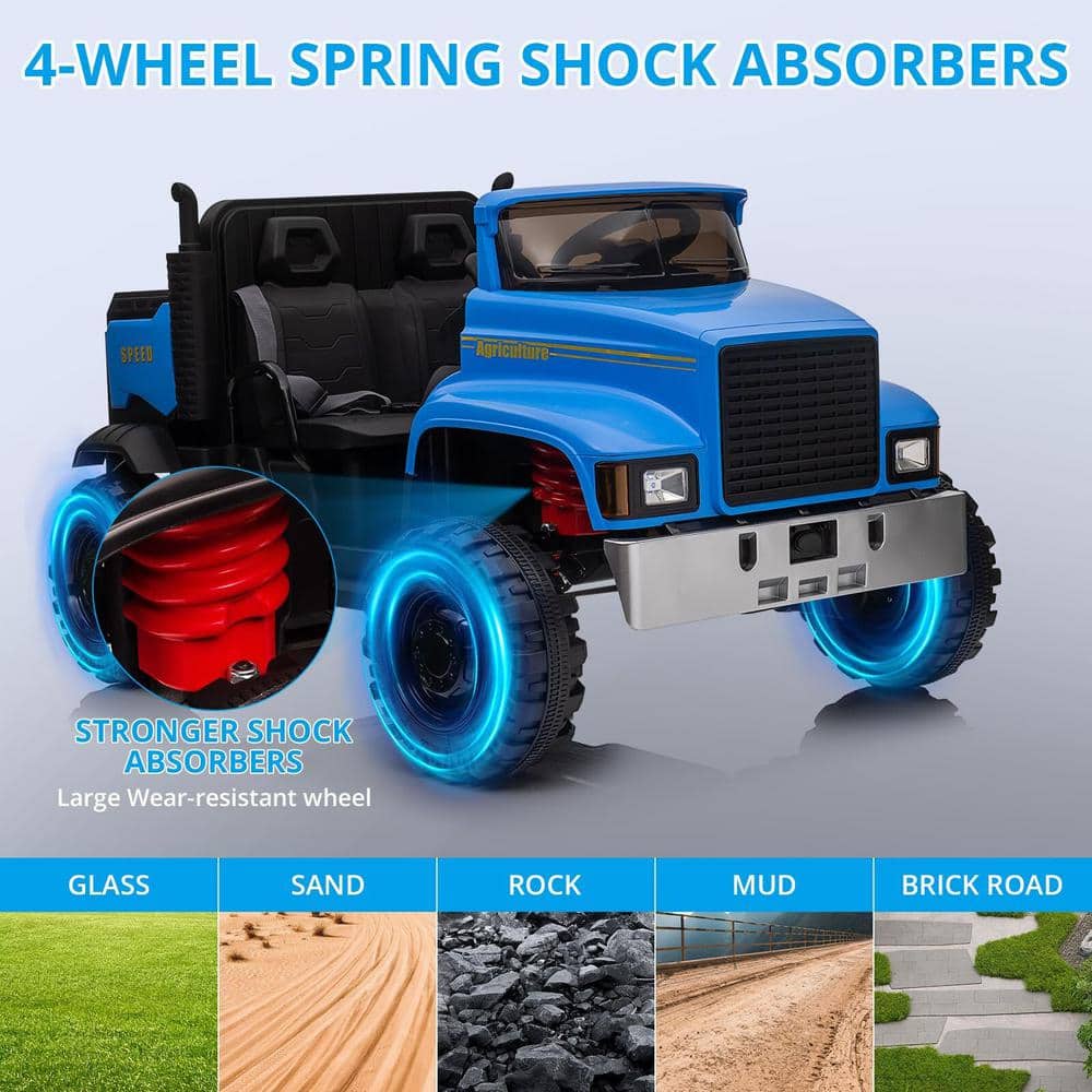 Blue 24V 2-Seater Ride-On Truck with Remote Control