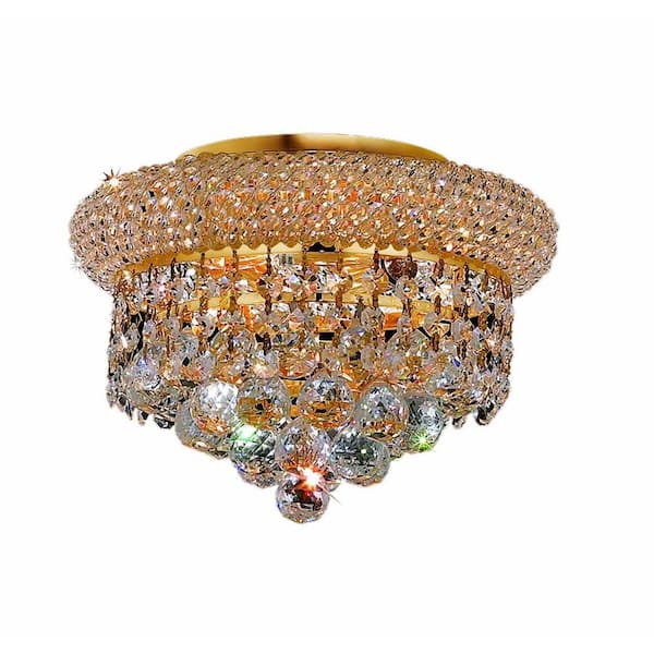 Elegant Lighting 3-Light Gold Flushmount with Clear Crystal