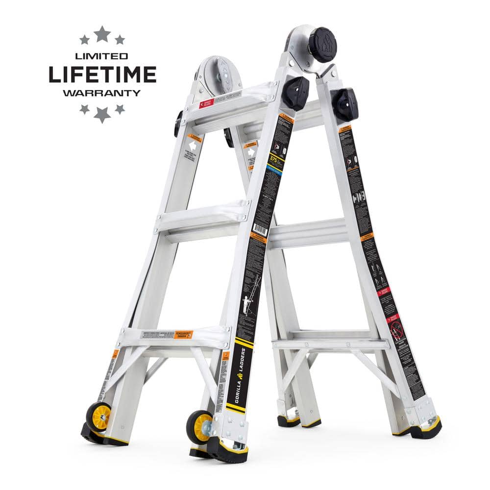 Mark Afleiding Plicht Gorilla Ladders 14 ft. Reach MPXW Aluminum Multi-Position Ladder with  Wheels, 375 lbs. Load Capacity Type IAA Duty Rating GLMPX-14W-2 - The Home  Depot