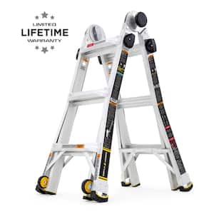 14 ft. Reach MPXW Aluminum Multi-Position Ladder with Wheels, 375 lbs. Load Capacity Type IAA Duty Rating