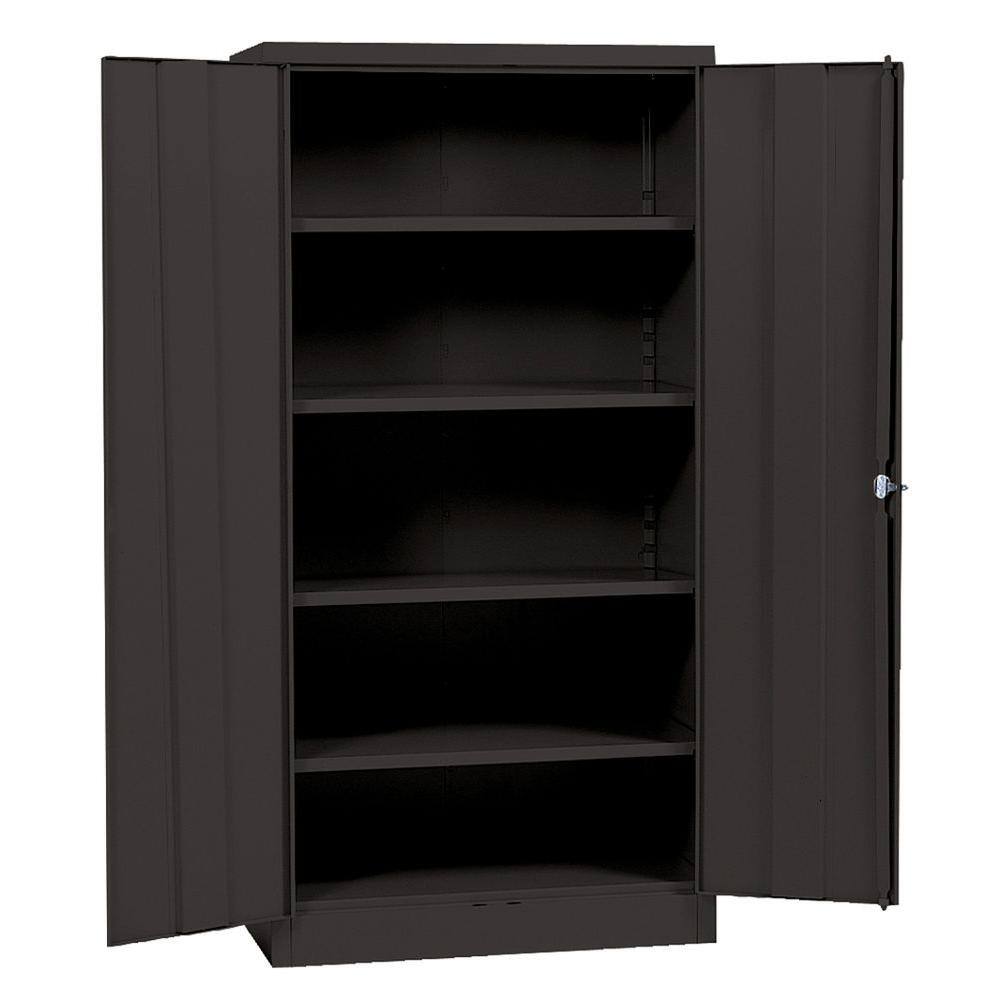 Black Steel Freestanding Lockable Office Cabinet with Adjustable Shelving