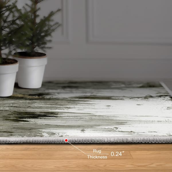 Multi-Colored 8 ft. x 10 ft. City Scape Reflection II Washable Abstract Area Rug