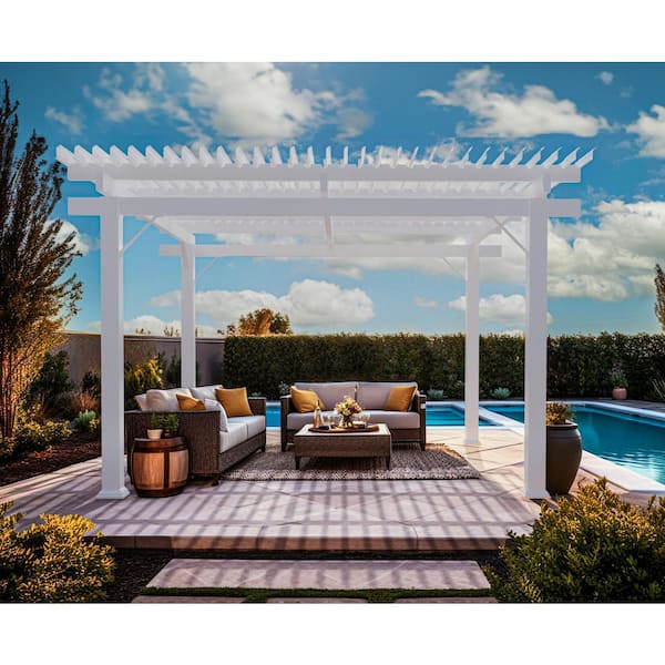 M-D Building Products IntelliShade 12 ft. x 12 ft. White Aluminum Motorized IntelliKit Pergola