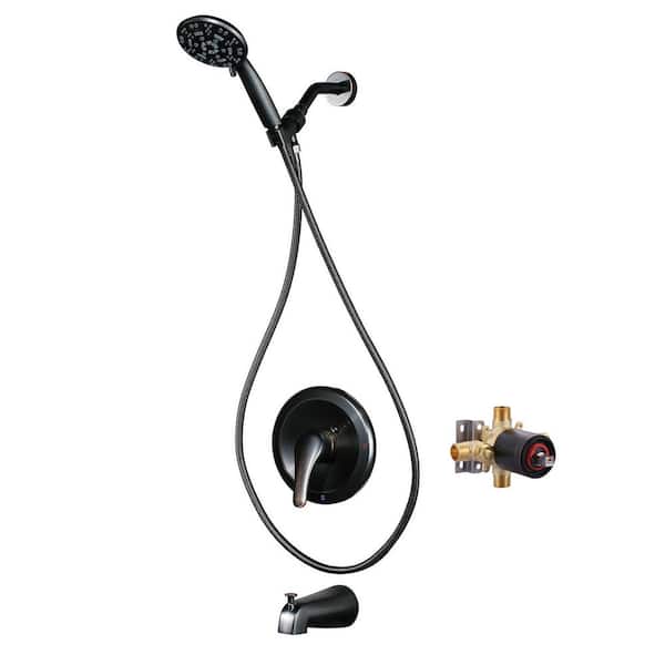 Single Handle 7-Spray Shower Faucet 1.8 GPM with Pressure Balance and Tub Spout in Oil Rubbed Bronze（Valve Included）