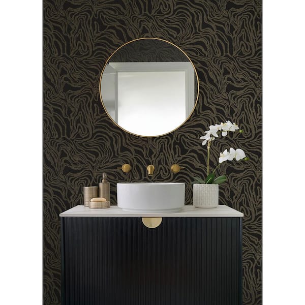 Massar Black Modern Marbled Wallpaper