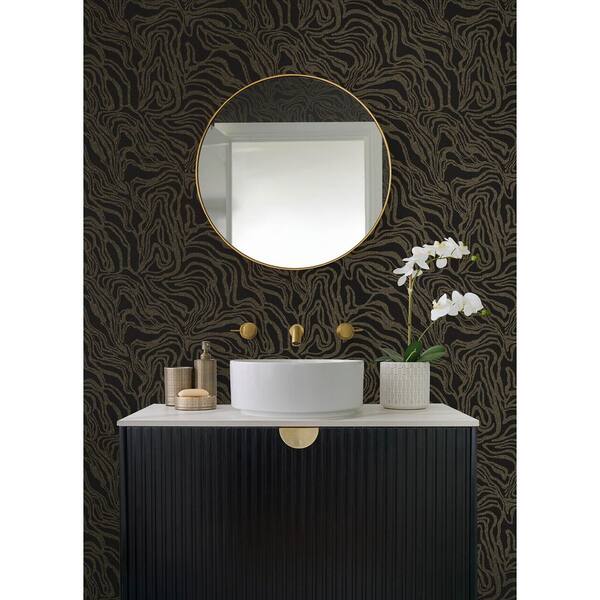 Massar Black Modern Marbled Wallpaper Sample