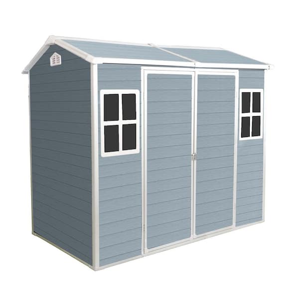 8 ft. W x 4 ft. D Resin Shed with Floor, Outdoor Plastic Storage Shed for Gargen, Patio, Yard (32 sq. ft. )