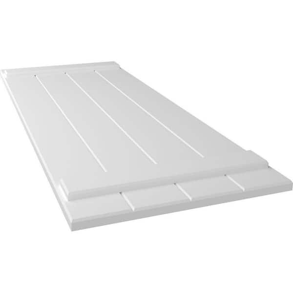 Ekena Millwork 21 1/2" x 51" True Fit PVC Four Board Joined Board-n-Batten Shutters, Unfinished (Per Pair)
