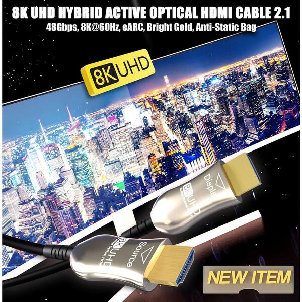 50 ft. HDMI 8K Plenum Rated (CMP) Hybrid AOC Active Optical Cable