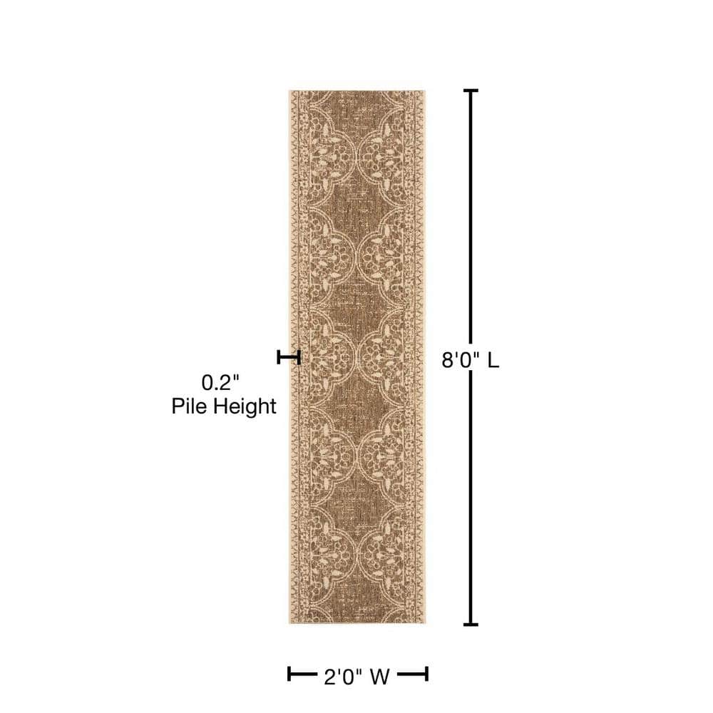 Easy-Care Cream Beige 2' x 8' Synthetic Indoor/Outdoor Runner Rug