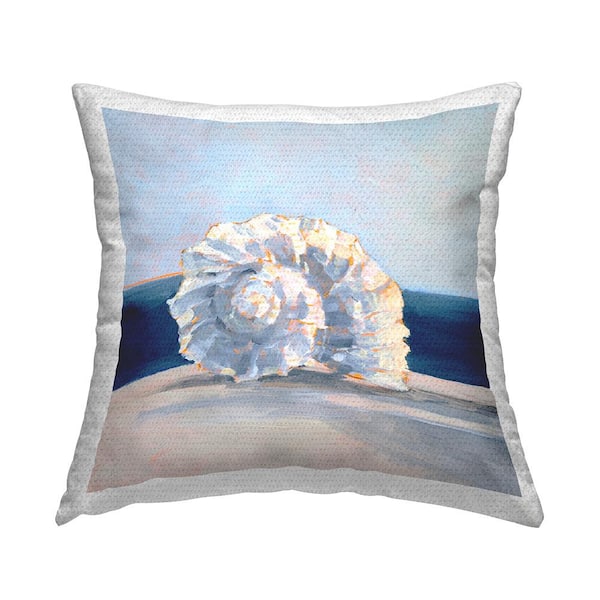 Stupell Industries Modern Blue Nautilus Shell Blue Square Outdoor Throw Pillow