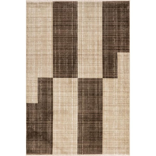 Cedarwood Fringed Brown 5 ft. x 8 ft. Area Rug