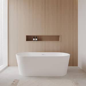 Carissa 67 in. Acrylic Flatbottom Bathtub in White with Shiny White Trim
