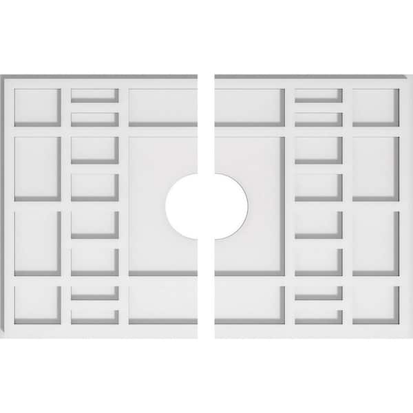 Ekena Millwork 24 in. W x 16 in. H x 4 in. ID x 1 in. P Beaux Architectural Grade PVC Contemporary Ceiling Medallion (2-Piece)