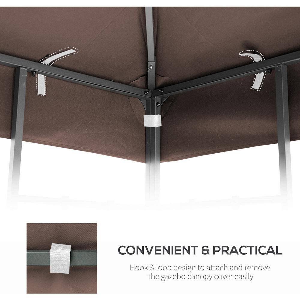 Brown 10x10 Ft Outdoor Patio Gazebo Replacement Canopy Roof