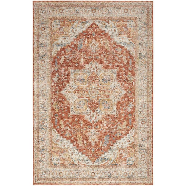 Nourison Sahar Ivory/Multi 5 ft. x 8 ft. Floral Vintage Traditional Area Rug