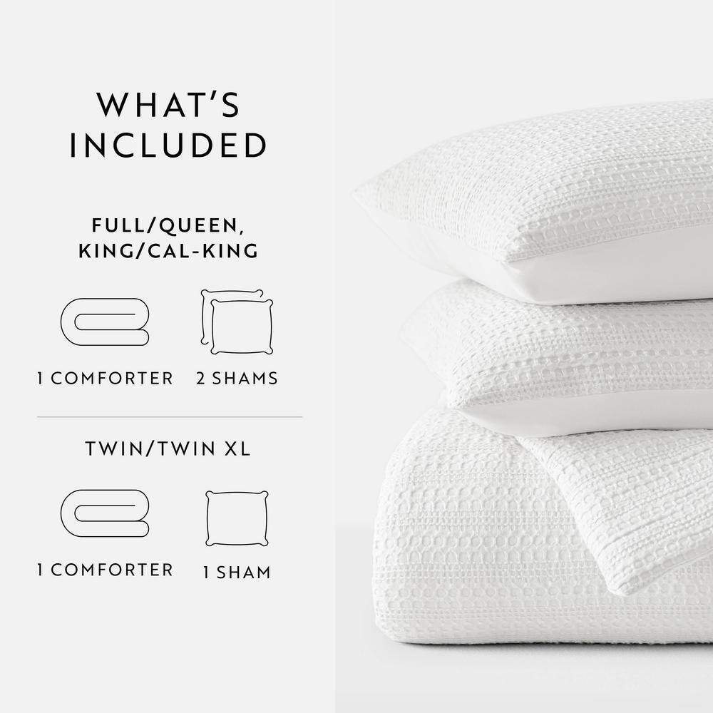 Twin White Organic Down Alternative Waffle Weave Comforter Set