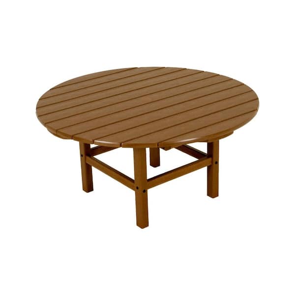 POLYWOOD Teak 38 in. Round Patio Conversation Table
