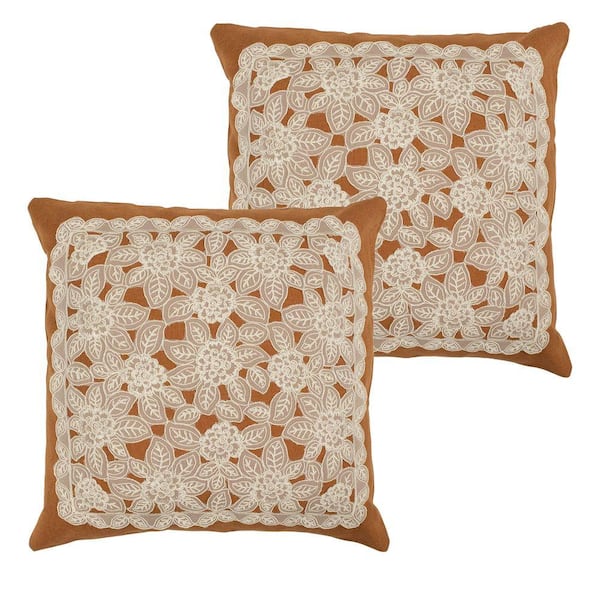 Creative Home Ideas Gretta Rust Standard Pillow Cover (Set of 2)
