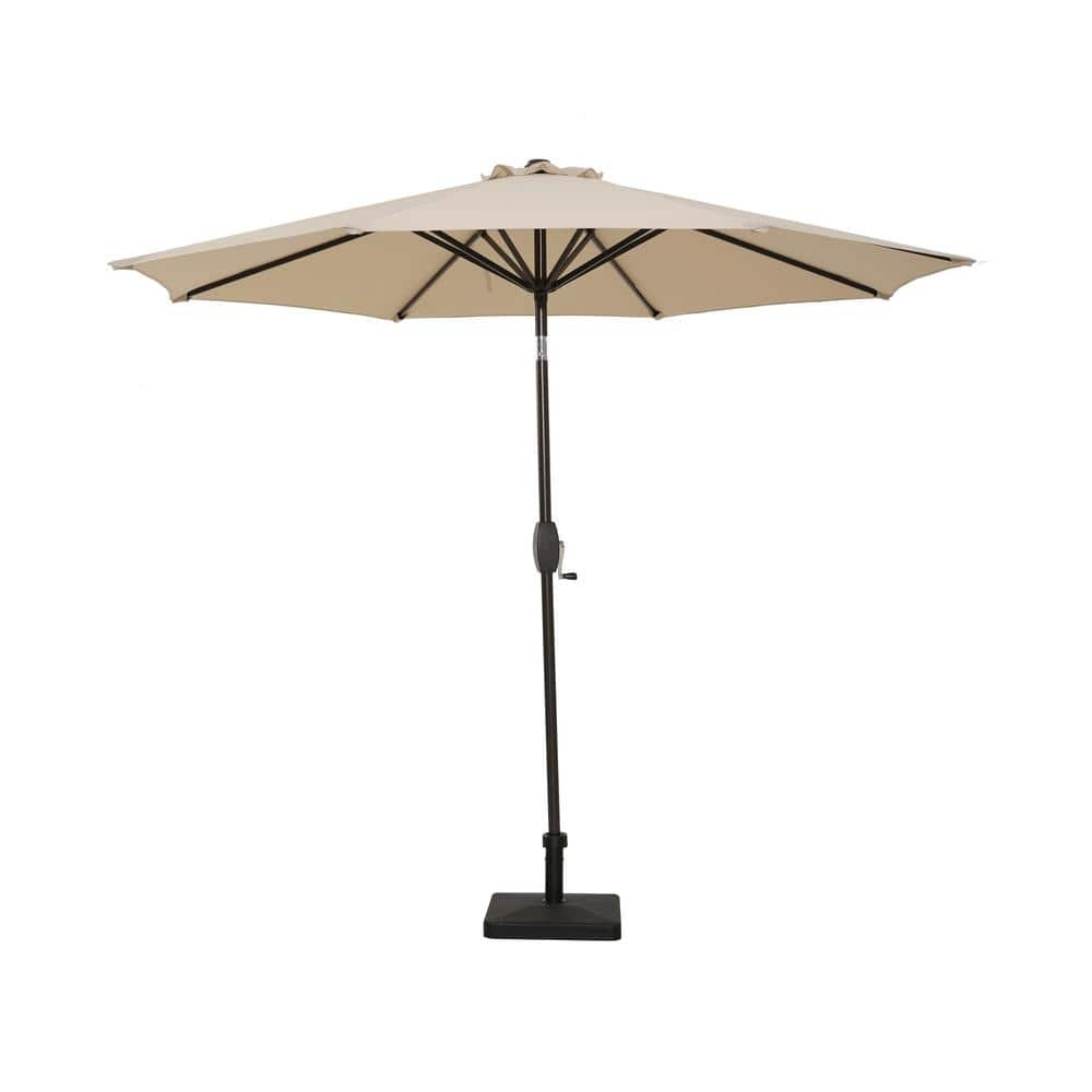 9 ft. Outdoor Market Patio Umbrella Table with 8 Sturdy Ribs Umbrella ...