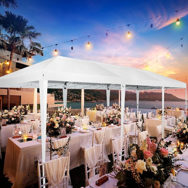 10 ft. x 30 ft. White Party Tent with 8 Detachable Walls, Waterproof, UV Protection, Easy Setup