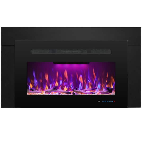 44.5 in. W 25.7 in. H Electric Fireplace Insert with Trim, 3 Flame and Top Light, 750/1500-Watt, Crackling, 62- 99°F
