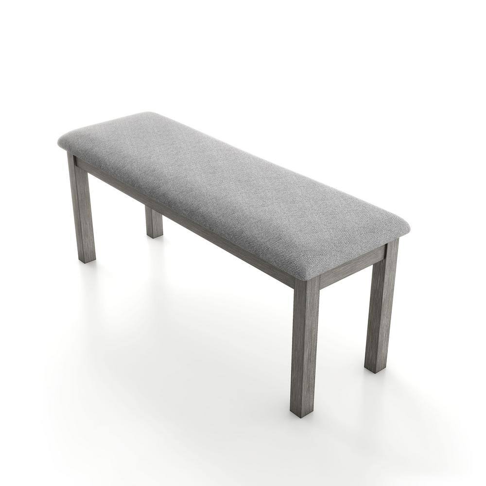 Gray 45-Inch Wood Frame Upholstered Bench