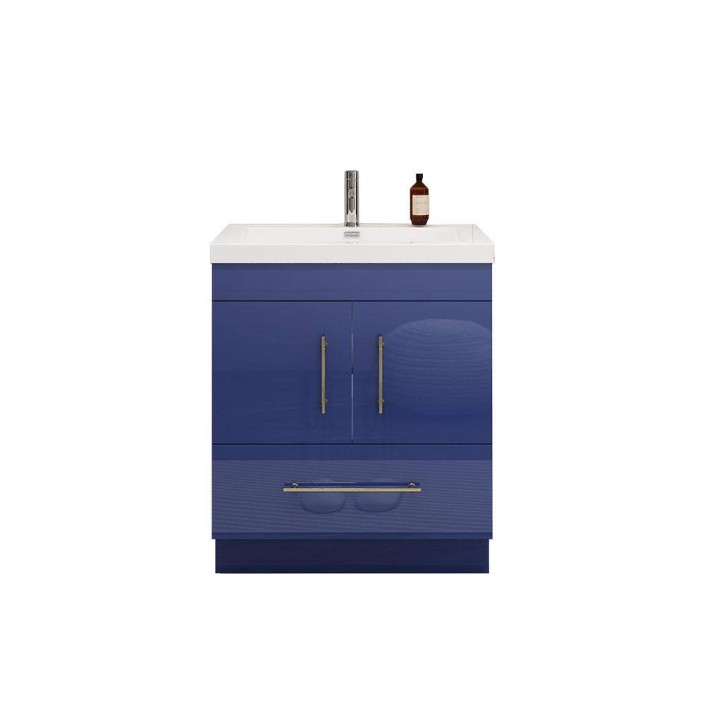 Elsa 29.53 in. W x 19.69 in. D x 35.44 in. H Bathroom Vanity in High Gloss Night Blue with White Acrylic Top price history on PriceWatchPro