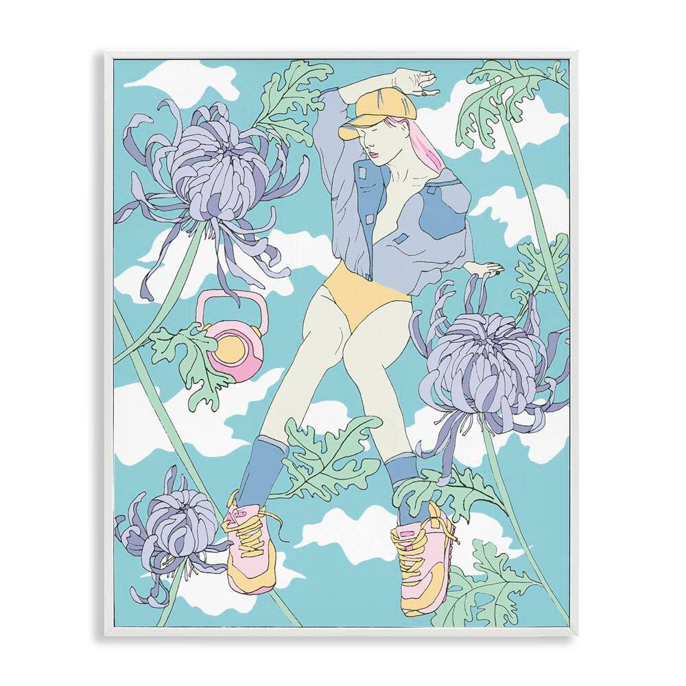 Weight Trainer and Chrysanthemums by Melissa Wang White Framed People Giclee Art Print 14 in. x 11 in. price history on PriceWatchPro