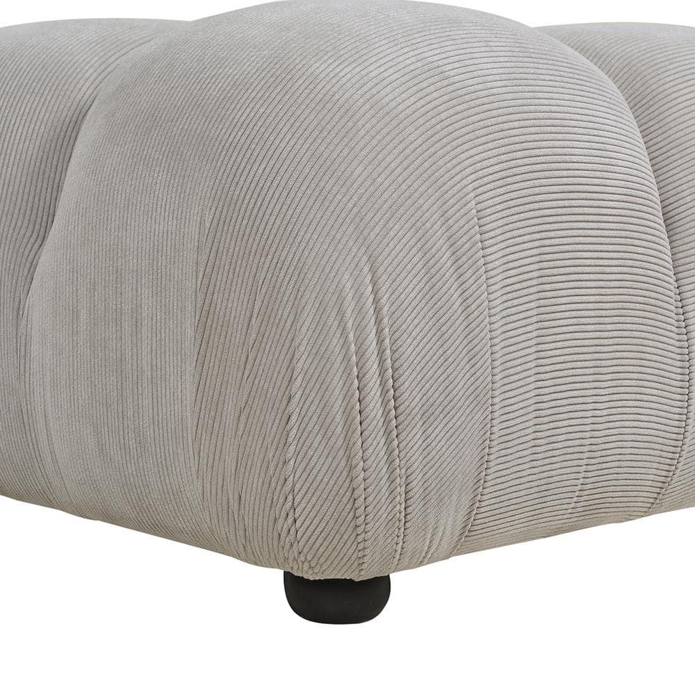 Pebble Gray Tufted Modular 3-Piece Sofa with Round Arms
