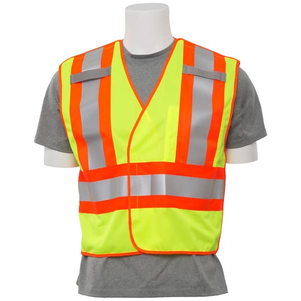 ERB S345 3X Hi Viz Lime Poly Oxford and Mesh 5-Point Break-Away Public Safety Vest