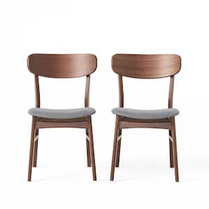 Emmeline Dark Grey/Walnut Finish Fabric Dining Chair (Set of 2)