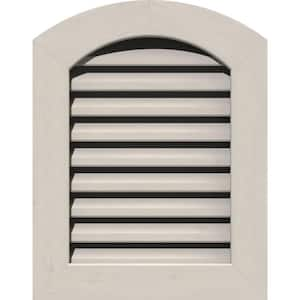 17 in. x 23 in. Round Top Primed Smooth Pine Wood Paintable Gable Louver Vent