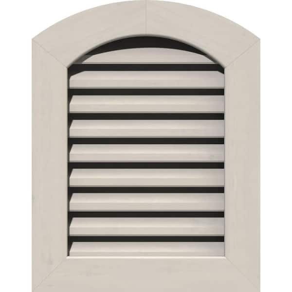 Ekena Millwork 17 in. x 29 in. Round Top Primed Smooth Pine Wood Paintable Gable Louver Vent
