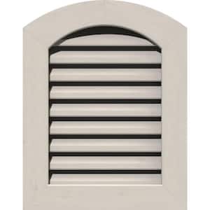 17 in. x 35 in. Round Top Primed Smooth Western Red Cedar Wood Paintable Gable Louver Vent