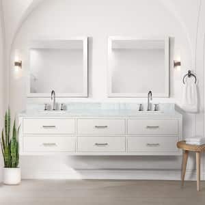 Sherman 80 in W x 22 in D White Double Bath Vanity, Carrara Marble Top, and 36 in Mirror