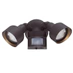 Flood Lights Collection 2-Light Architectural Bronze Motion Activated Outdoor LED Light Fixture