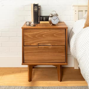 Sloane 2-Drawer Caramel Mid-Century Modern Solid Wood Nightstand