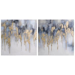 Golden Lighting 1 and 2 Textured Metallic by Martin Edwards Hand Painted Unframed Wall Art Print, 36 in. x 36 in. Each