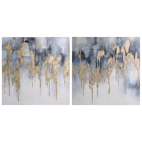 Empire Art Direct Golden Lighting 1 and 2 Textured Metallic by Martin Edwards Hand Painted Unframed Wall Art Print, 36 in. x 36 in. Each