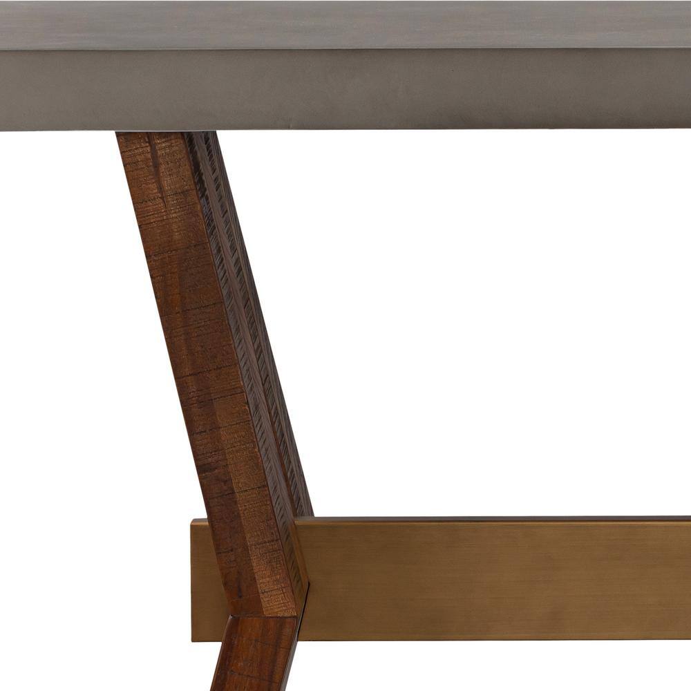 Picadilly Acacia Wood & Concrete Console Table with Brass Accents