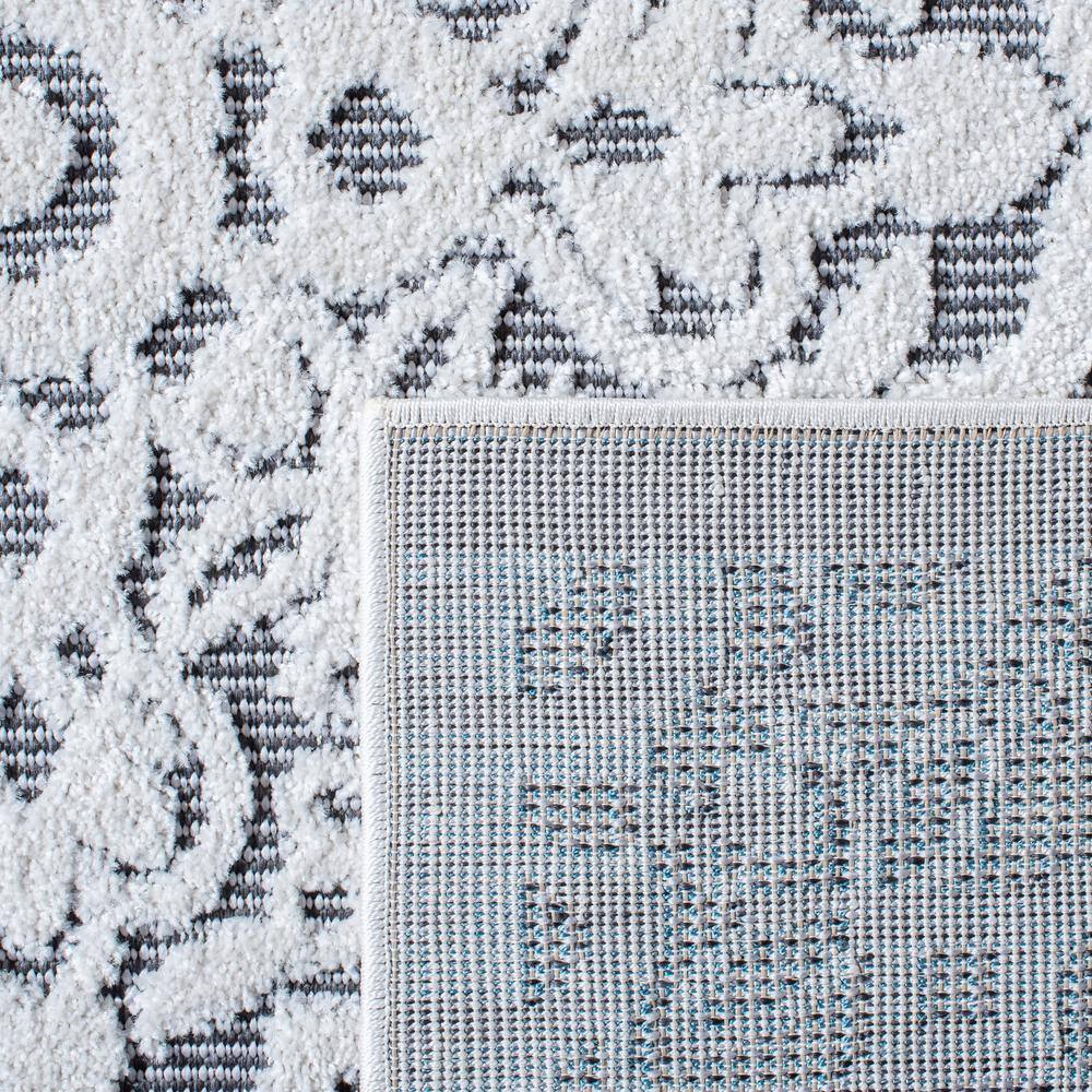 Ivory and Grey Floral Round Synthetic Indoor/Outdoor Rug