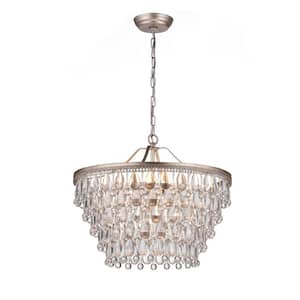 Yahto 6-Light Chrome Tiered Chandelier for Dining/Living Room, Bedroom with No Bulbs Included