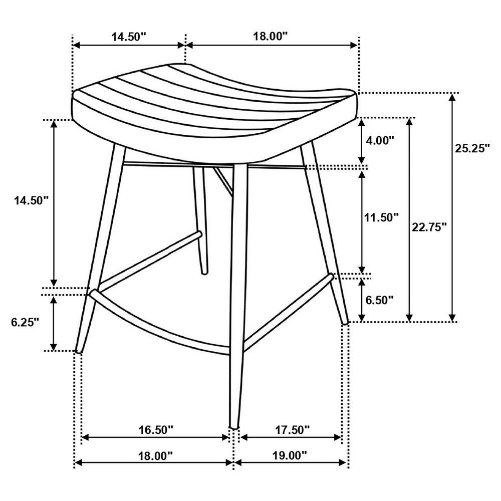 Light Brown Leather and Black Metal Saddle Counter Stool