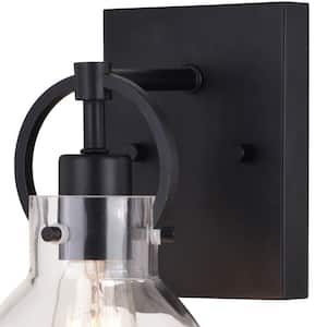 Ogden 6.5 in. W 1-Light Contemporary Black Bathroom Vanity Light Fixture Clear Glass