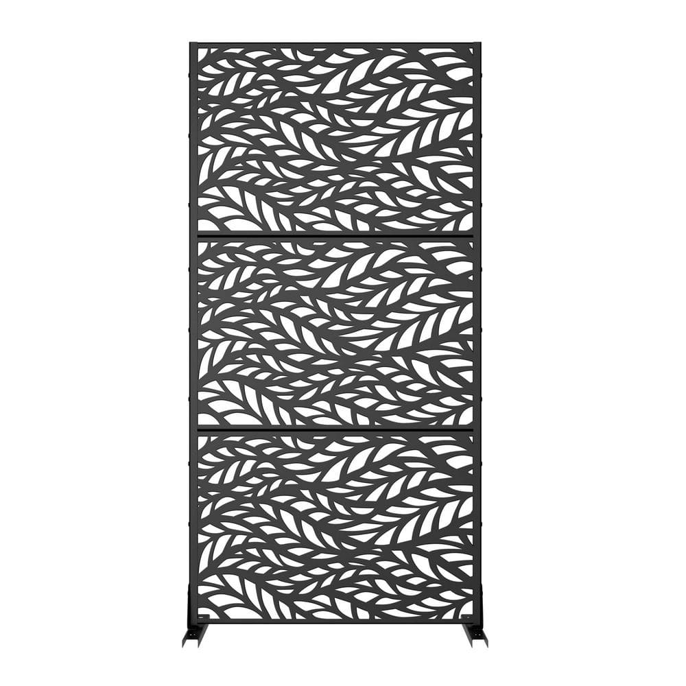 1-Piece 72.05 in. x 35 in. Rectangle Black Metal Privacy Screen Outdoor Decorative Art Panel price history on PriceWatchPro